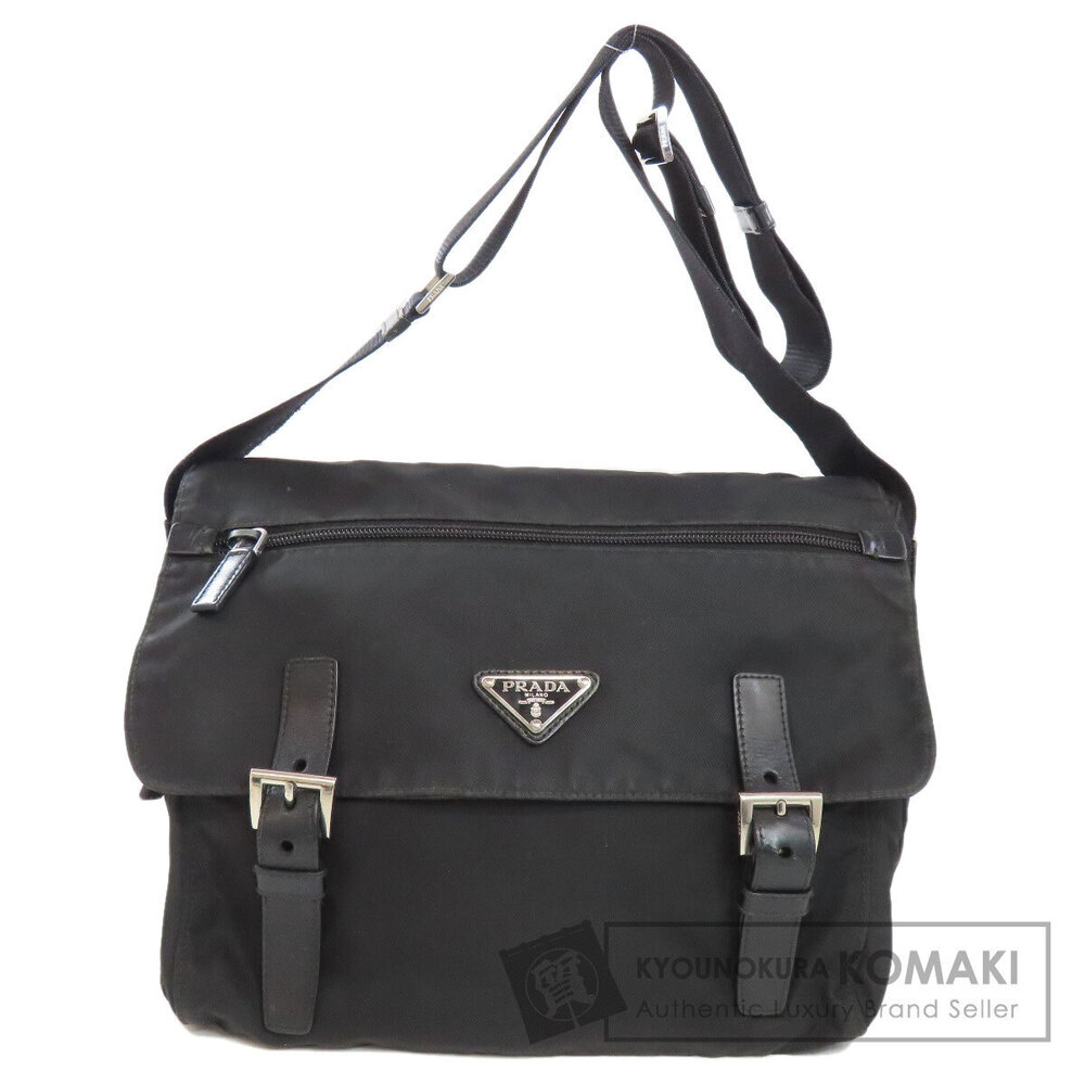 Prada Logo Crossbody Messenger Bag Black